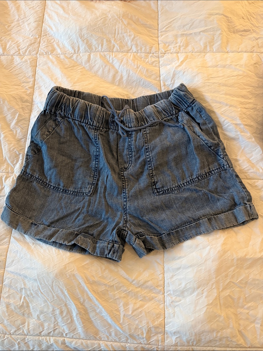 Aqua Women’s Blue Denim Drawstring Shorts Sz Xs